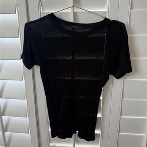 All Saints Black Semi-Sheer Short Sleeve Tee